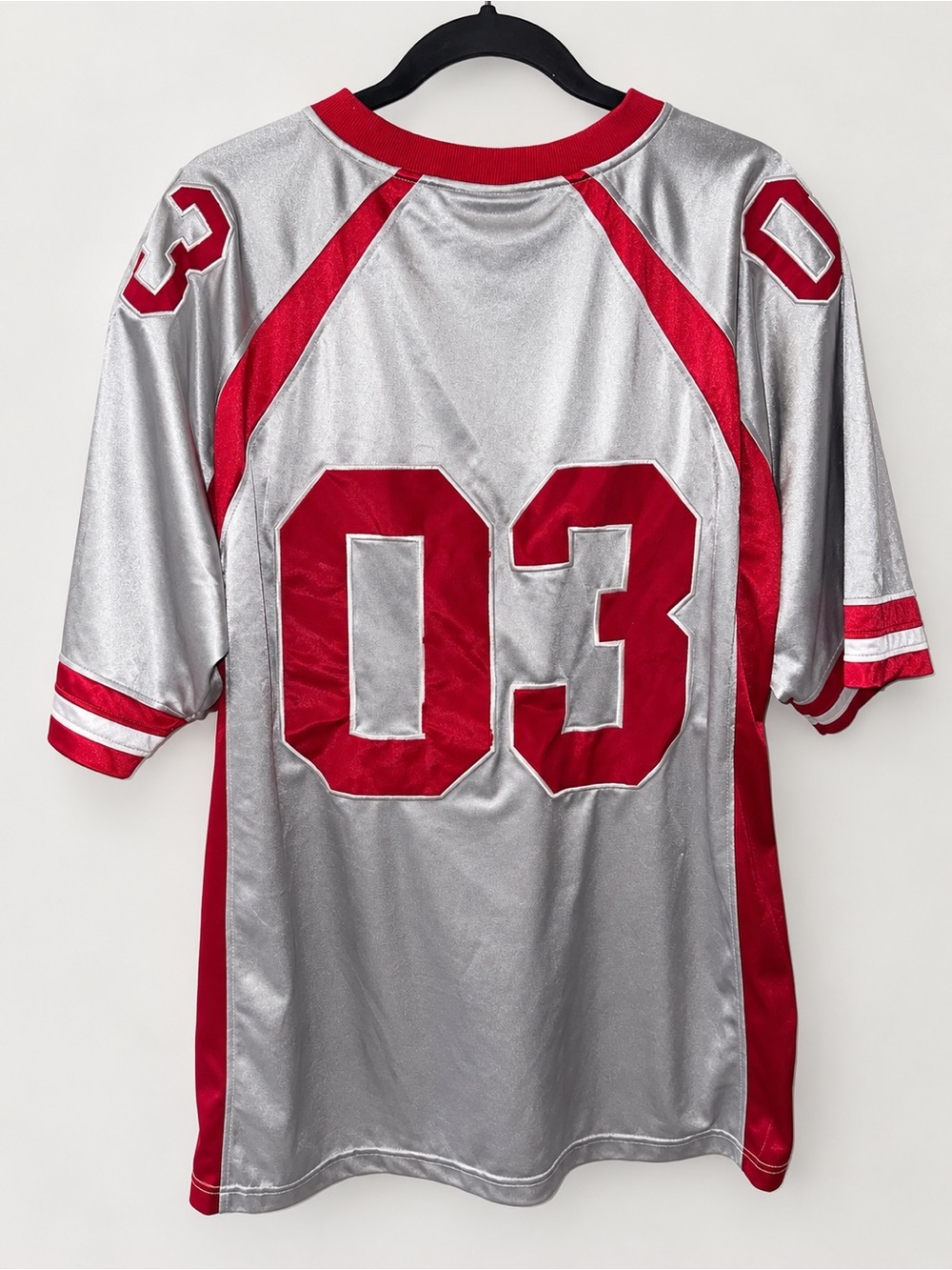 BIG N’D Official Men’s XL Football Jersey #03 Silver Red Y2K Sports Jersey - Picture 2 of 13